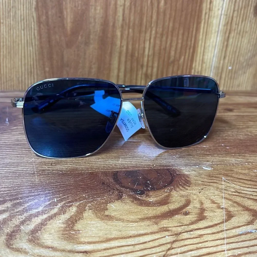 Gucci Silver‎ Aviator Sunglasses Gg097sa New With Tags No Box